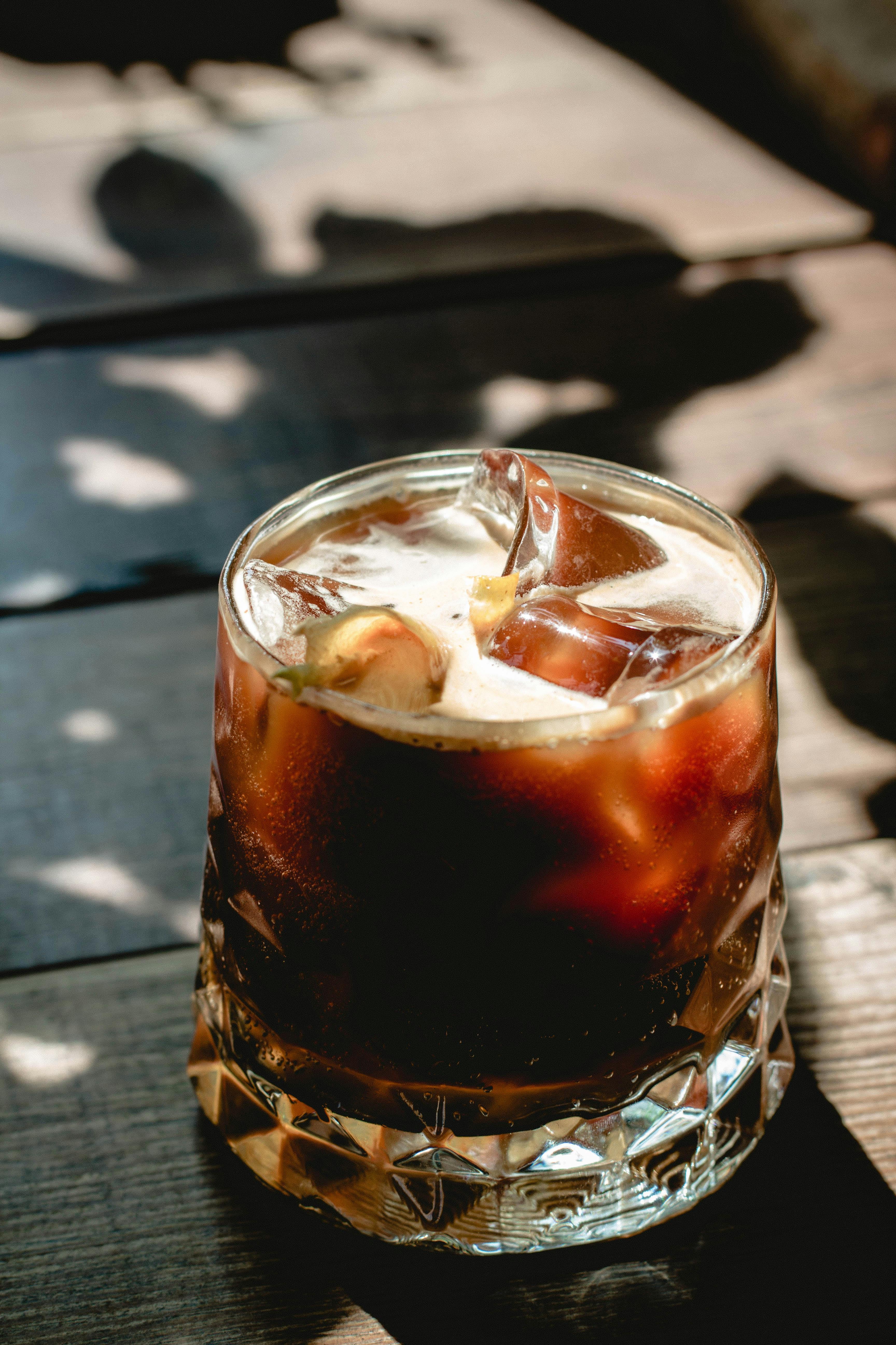 a glass of iced coffee