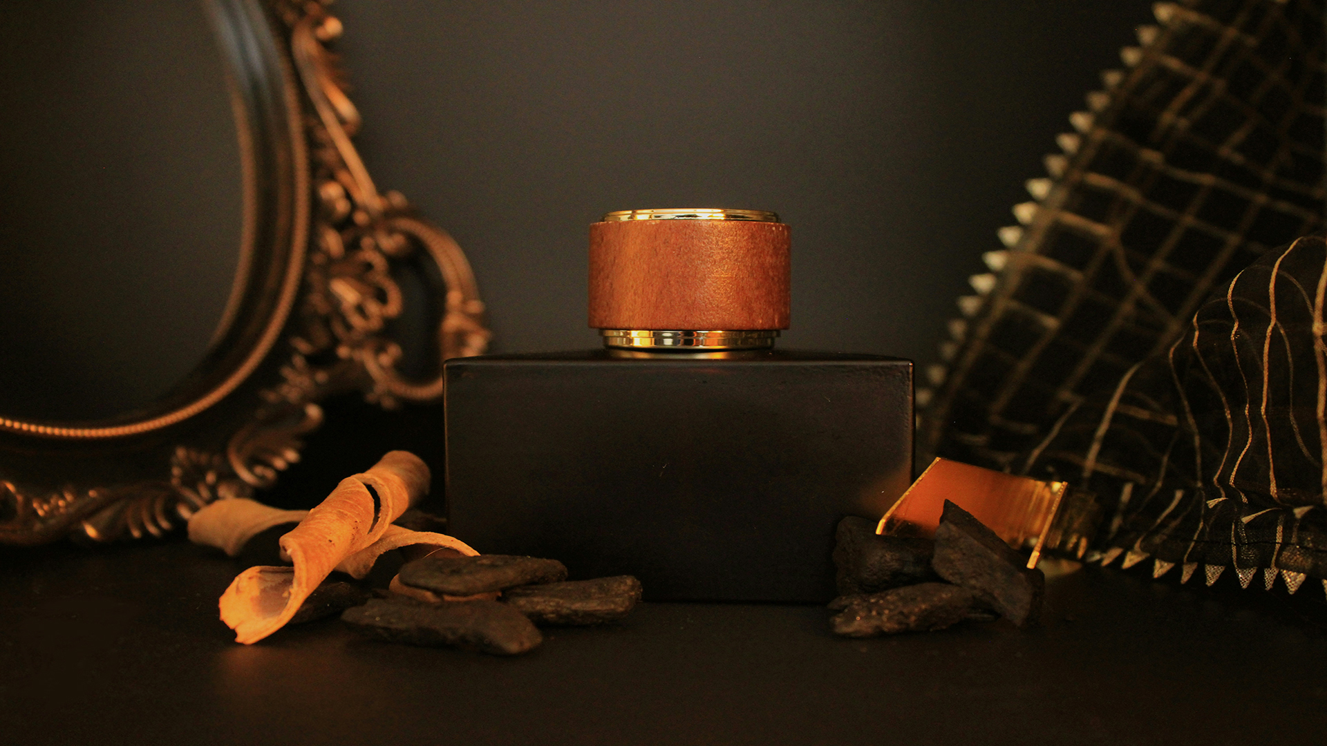 Perfume and spices on a table